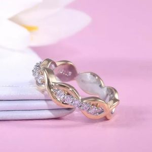 NEW•Two tone Infinity ring w/white topaz size 8